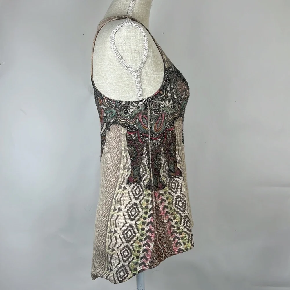 GINGER G from Anthropologie knit tank elephants tan and black S - Picture 2 of 7
